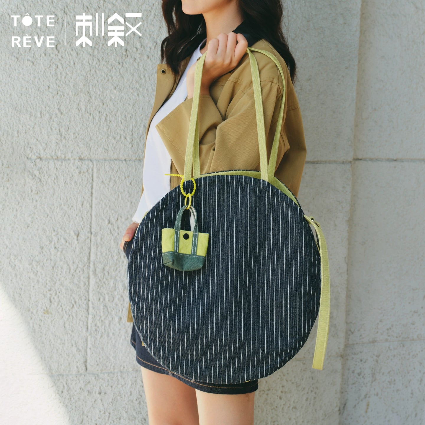 Teto Reve Circular Striped Vintage Tote Bag Designer Relaxed Classic Canvas Bag