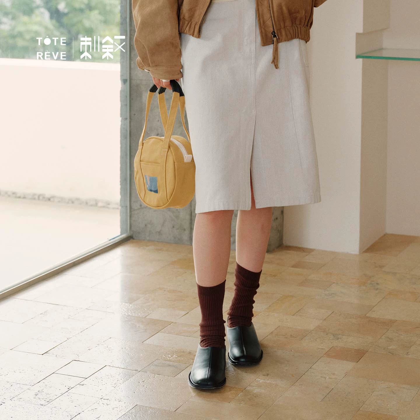 Teto Reve, designer temperament canvas bag, exquisite commuting relaxation round tote bag